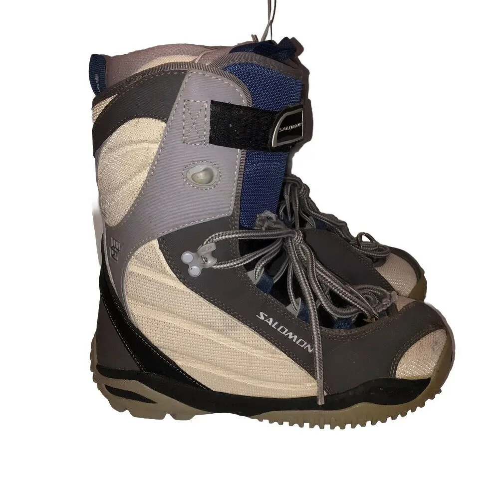 Salomon Womens Snowboard Boots Size 7.5 Gray White Cream Autofit